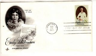 U.  S.  Fdc Emily Dickinson Amherst Ma Aug 28 1971 8c C488
