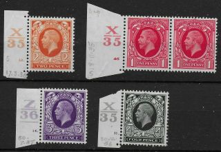 1934 Photo.  Issue - 1d. ,  2d. ,  3d. ,  4d.  Each With Control.  Sg440/2/4/5.  Ref:9/1