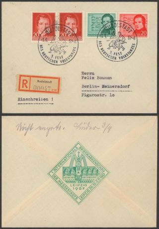 Germany 1957 - Registered Cover Rudolfstadt To Berlin - Dance D123