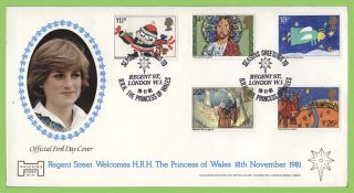 G.  B.  1981 Christmas Set On Official Havering First Day Cover,  Regent St.  London