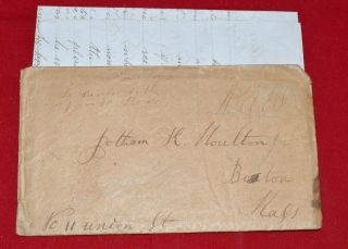 South Sanford Maine Mansuscript Cancel Stampless Cover & Letter To Boston Massac