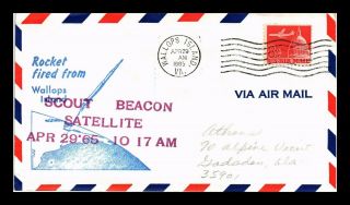 Dr Jim Stamps Us Scout Beacon Satellite Rocket Space Event Air Mail Cover 1965