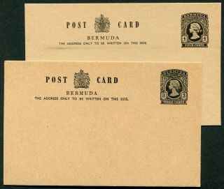 Bermuda Qeii 1976 (?) 3c & 4c Postal Stationery Cards