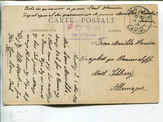 France Prisoner Of War Picture Post Card To Germany 1916