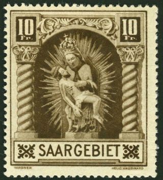 Germany France Stamps 1925 Saargebeit Saar 10 Fr Madonna Mi 103 Mlh Crease € 20—
