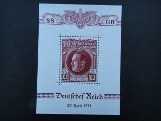 Germany Nazi 1941 Stamp Mnh Sheet Adolf Hitler Swastika Eagle Propaganda Parody
