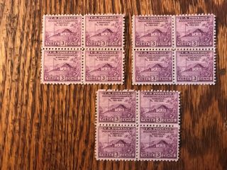 Us Stamps 727 No Gum - 3 Blocks Of Four