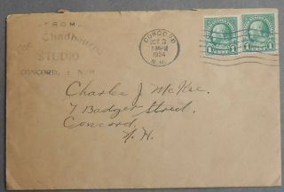 Classic U.  S.  1924 The Chadbourne Studios Cover,  With Concord,  Nh Cancel