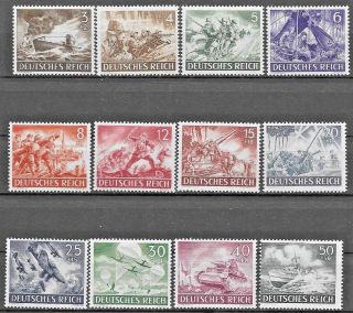 Germany Third Reich Mi 831 - 842 Mnh Armed Forces And Hero 