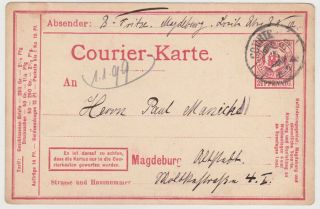 Germany 1899 Private Post Magdeburg (courier) P.  St.  Card