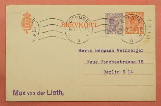 Dr Who 1924 Denmark Compound Postal Card Odense To Germany 118404