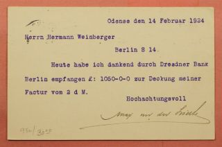 DR WHO 1924 DENMARK COMPOUND POSTAL CARD ODENSE TO GERMANY 118404 2