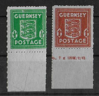 Guernsey German Occupation 1942 Nh I Set Of 2 Michel 4 - 5 Vf