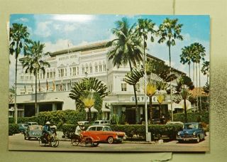 DR WHO 1970 HONG KONG RAFFLES HOTEL SINGAPORE POSTCARD TO USA e44962 3