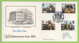 G.  B.  1981 Fishing Set On Official Havering First Day Cover,  Fishmongers Company