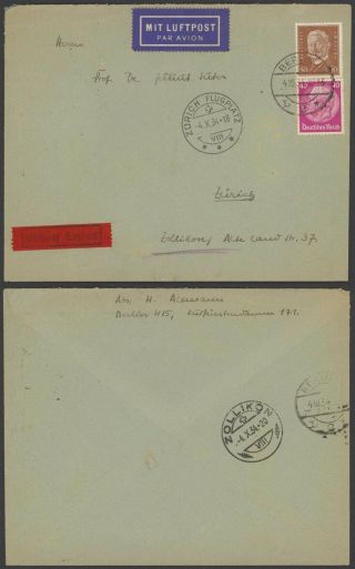 Germany 1934 - Air Mail Cover Berlin To Zurich Switzerland 30512/2
