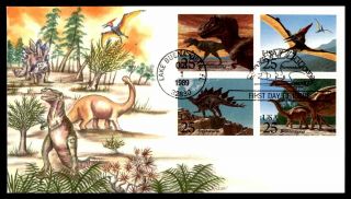 Mayfairstamps Us Fdc 1989 Dinosaurs Lois Hamilton Hand Painted First Day Cover W