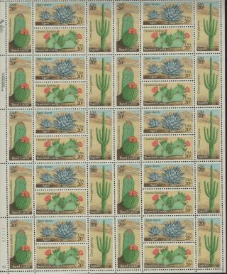 Usa 1981 Mnh Full Sheet Of 40 Desert Plants Barrel Cactus Agave Beavertail