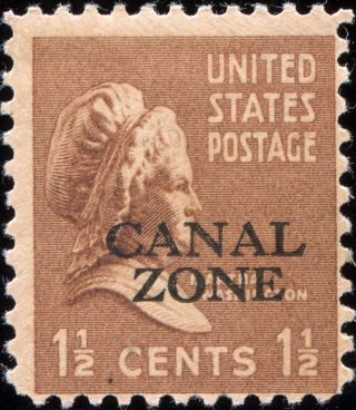 Canal Zone Scott 119 Martha Washington,  Overprinted Mh Og (18498) 