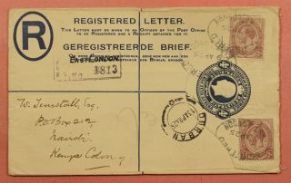 1925 South Africa H&g C2a Registered Letter Stationery To Kenya
