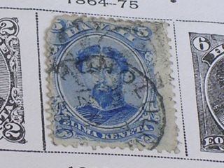 1 1864 - 1875 Issue Hawaiian Islands Blue 5 Cents Elima Keneta Postage Stamp/used