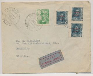 Lk51435 Spain 1949 Air Mail To Brussels Belgium Fine Cover