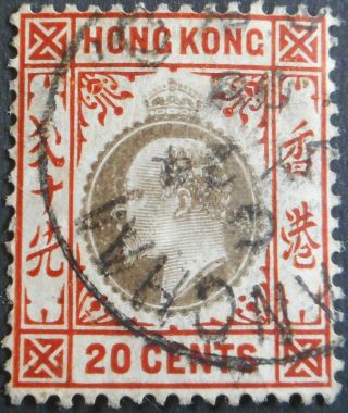 Hong Kong 1904 Evii 20 Cents With Shanghai Postmark Sg Z841
