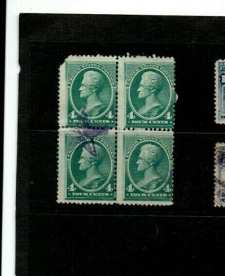 A Seldom Seen United States 4 Cents Block Of Four With Star Cancellation