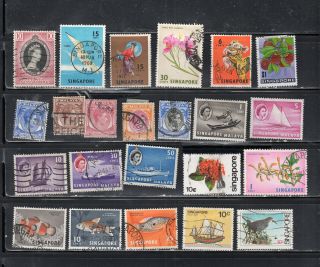 Singapore Asia Malaya Stamps Canceled & Hinged Lot 54536