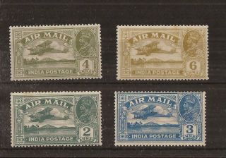 India 1929 2a - 6a Air Mail Stamps Mh