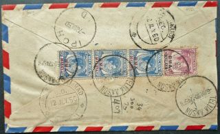 Bma Malaya Kgvi 6 Jul 1950 Registered Airmail Cover From Teluk Anson To India