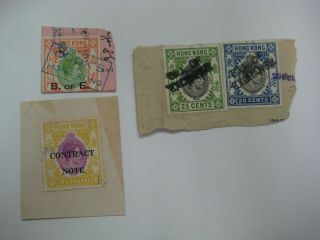 Hong Kong Kevi Stamps Duty / B Of E On Paper,  Different Value And Postmark,  Rare