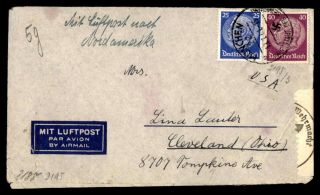 Mayfairstamps 1940s Germany Censored Airmail Wwii To Us Cover Wwb50979