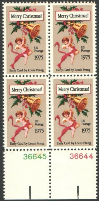 Vintage Us Postage Block 10 Cent Christmas Stamps Louis Prang Early Card