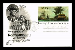 Dr Jim Stamps Us Landing Of Rochambeau Fdc Art Craft Postal Card Newport