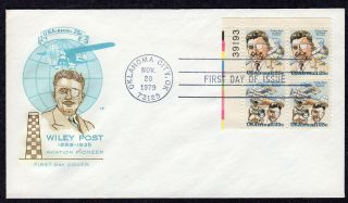 1979 Wiley Post Airmail Plate Block - House Of Farnam Fdc Pb989