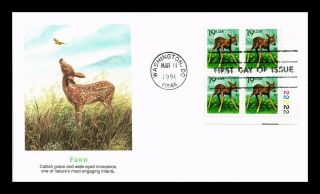 Us Cover Fawn Baby Deer Wildlife Fdc Plate Block Fleetwood Cachet