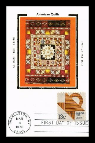 Dr Jim Stamps Us Quilts American Folk Art Fdc Colorano Silk Maximum Card