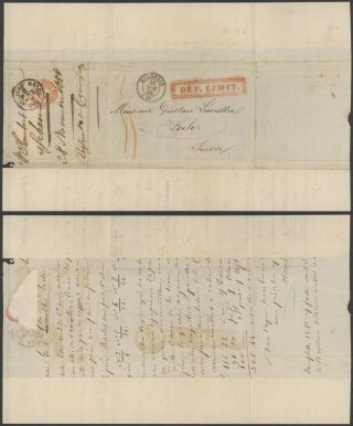 France 1856 - Stampless Cover Mulhouse To Locle Switzerland 31494/16