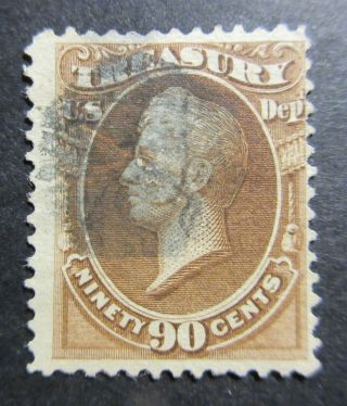 U.  S.  Official Stamps:1873 Treasury 90c O82 W/faults