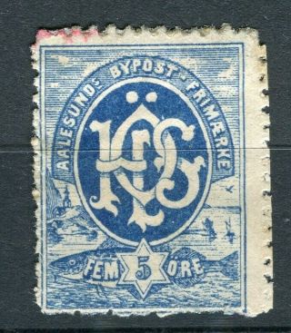 Norway; 1884 Classis Early Aalesund Bypost Local Issue Fine 5ore.