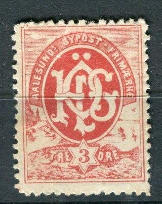 Norway; 1884 Classis Early Aalesund Bypost Local Issue Hinged 3ore.