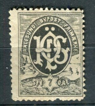 Norway; 1884 Classis Early Aalesund Bypost Local Issue Hinged 7ore.