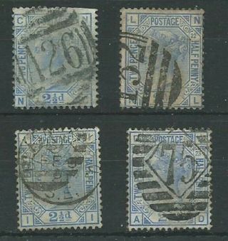 Gb Qv 1880 2 1/2d Blue X4 Sg142 - 157 Plate Nos 17,  20,  22,  23 Good (4272)