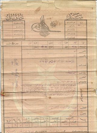 Title Deed Of Sultan Abdulhamid 2.  Tughra And Stamps On From Turkey