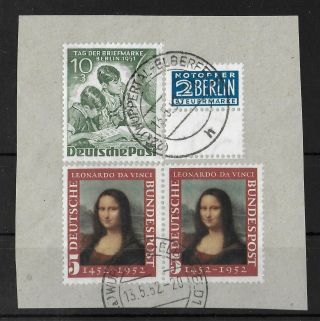 Germany Bund & Berlin 1952 On Paper Interesting Set Of 3 Stamps