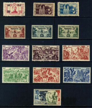 Indo China 1943 - 46 Commemorative Sets : 13 Fine,  Or No Gum