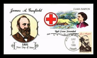 Dr Jim Stamps Us James Garfield Clara Barton Hand Colored Fdc Cover