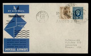 Dr Who 1939 Gb First Flight Imperial Airways London To Ny Usa E69280