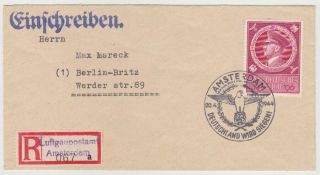 Germany Dr Netherlands 1944 (20.  4. ) Reg.  Cover Amsterdam H.  Birthday Mi 887